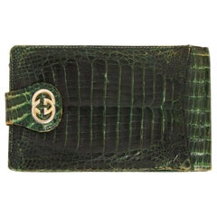 Gucci Green Crocodile Leather Vintage Check Holder, 1970s