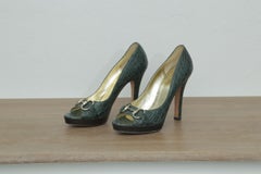 Gucci Green Crocodile Pumps