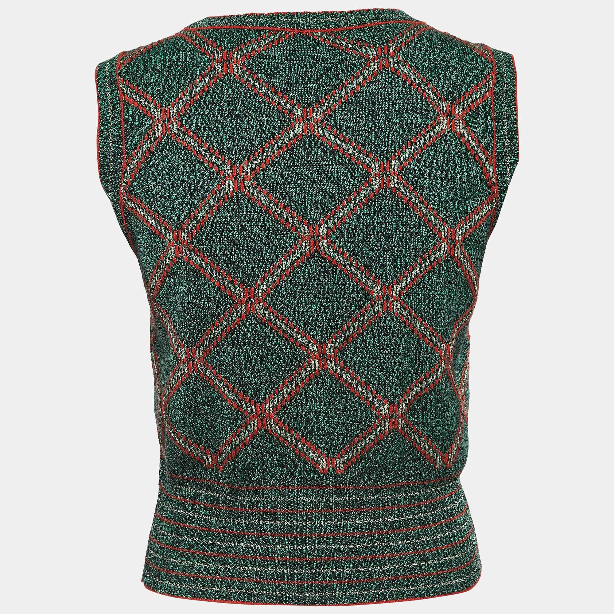Gucci Pulloverweste aus Wollmischung mit grüner Stickerei XS (Schwarz) im Angebot