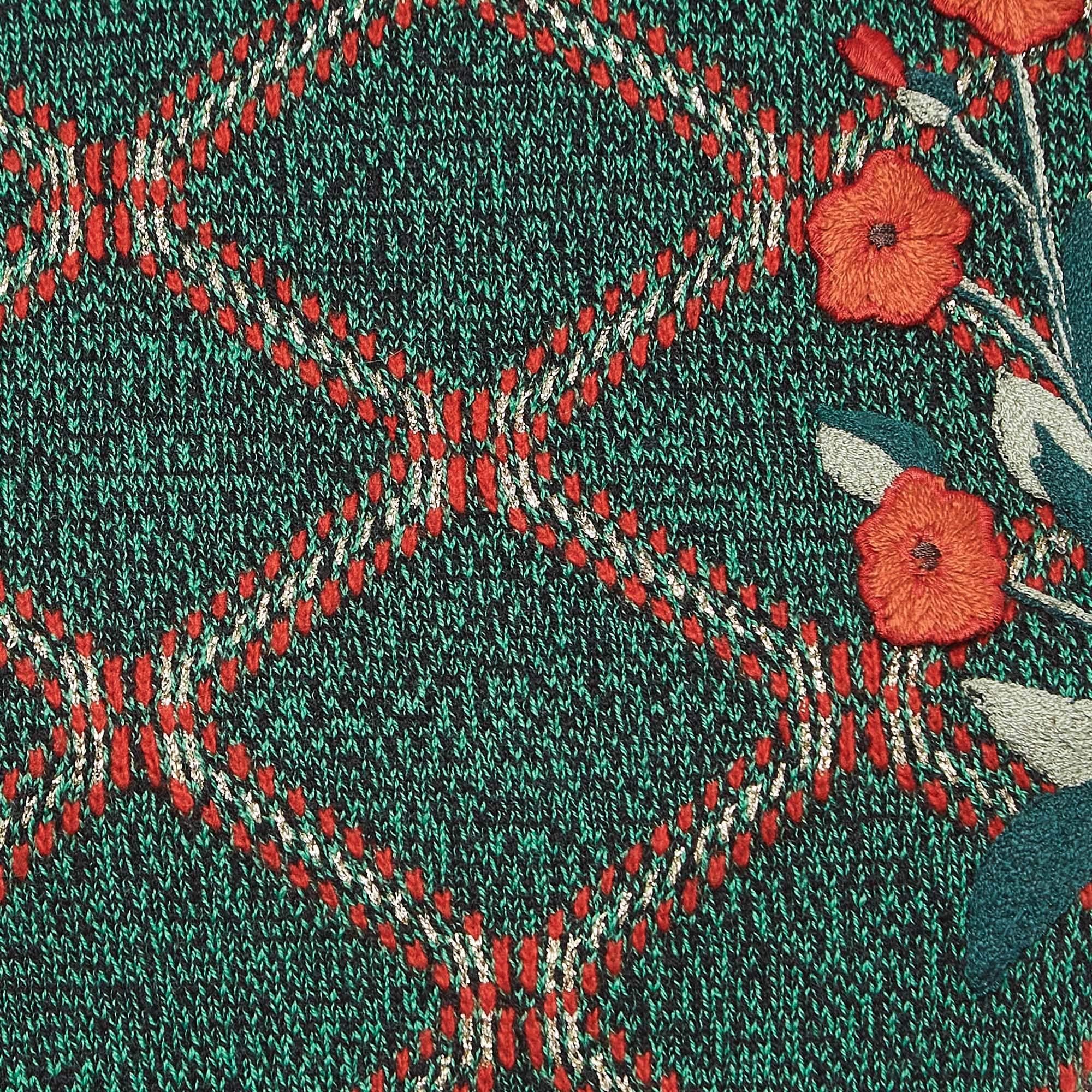 Gucci Pulloverweste aus Wollmischung mit grüner Stickerei XS Damen im Angebot