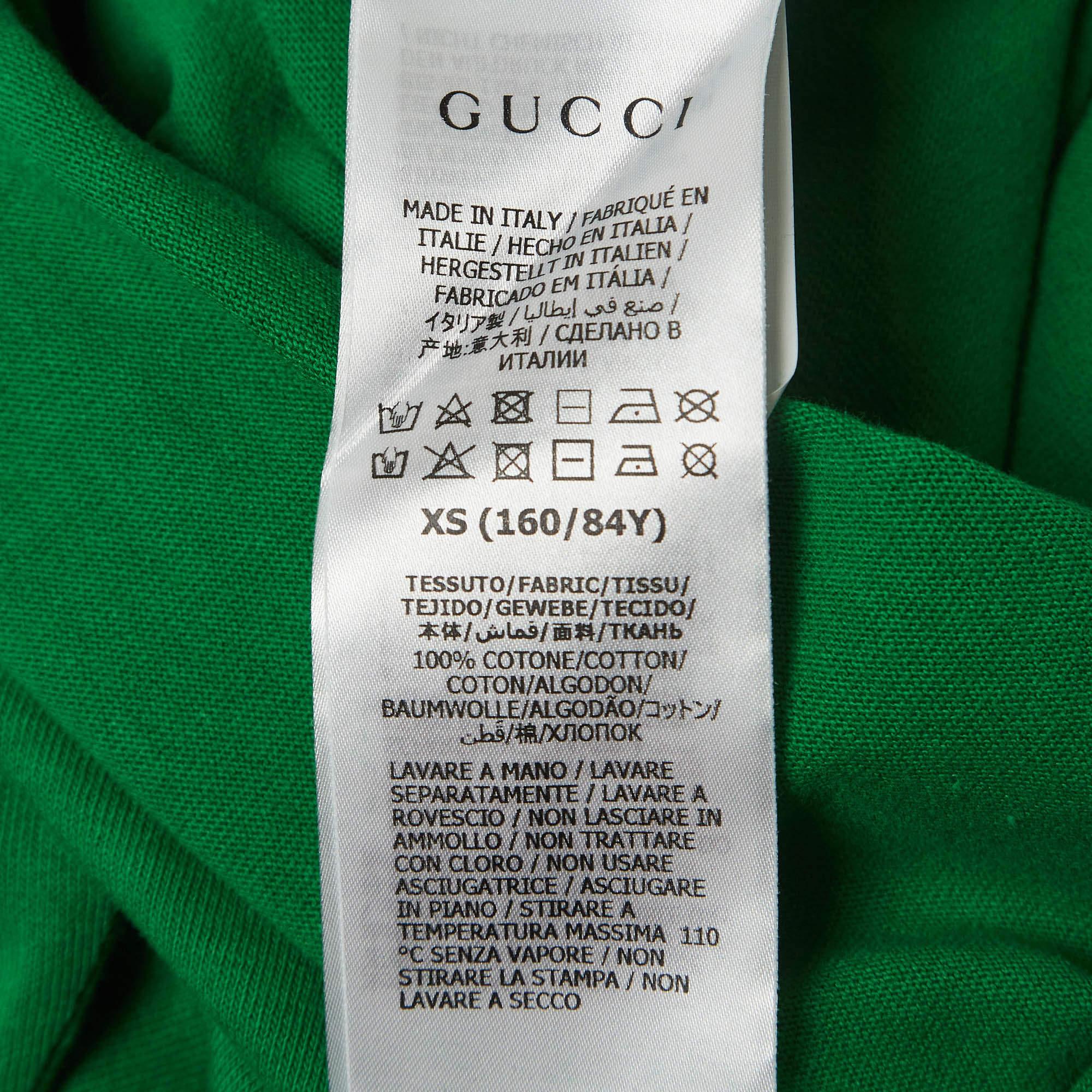 Gucci Green Eschatology Print Cotton Jersey T-Shirt XS For Sale 2