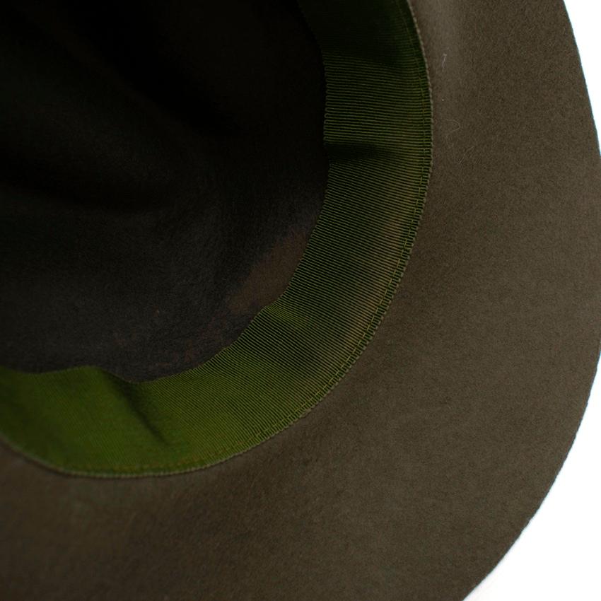 Brown Gucci Green Felt Panama Hat L  For Sale