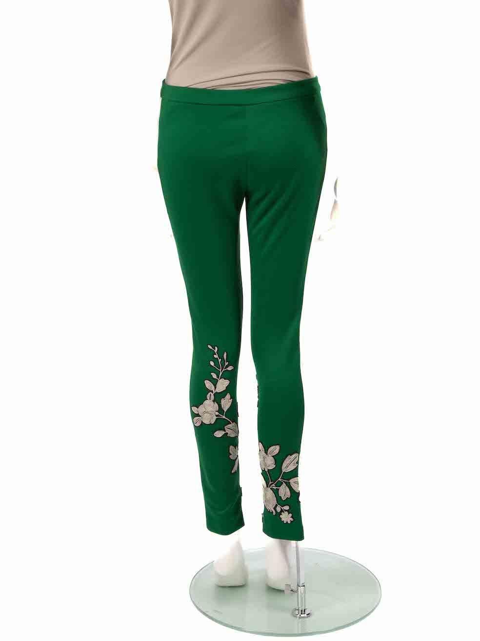 Gucci Green Floral Embroidered Web Stripe Joggers Size XS In Excellent Condition In London, GB