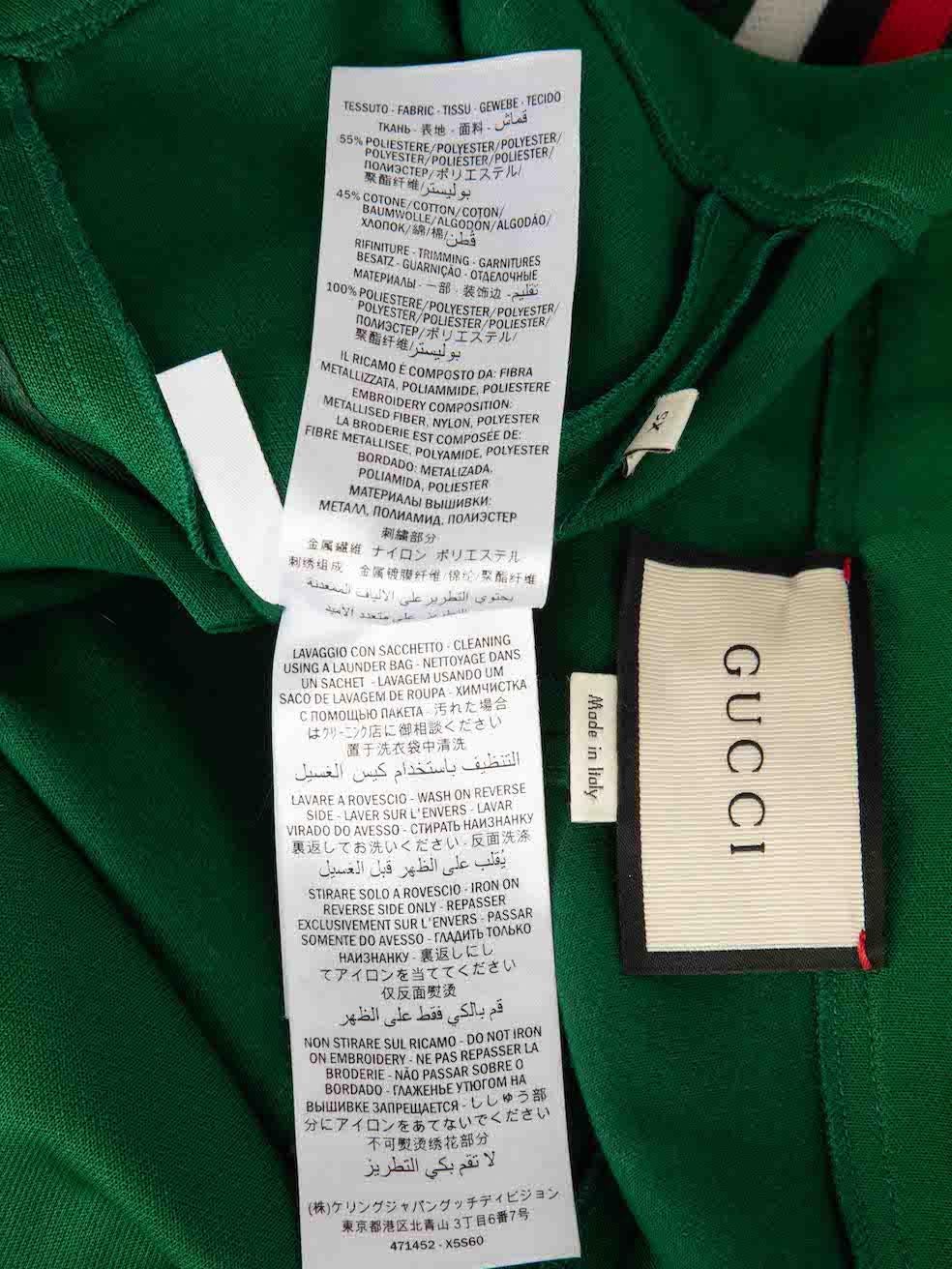 Gucci Green Floral Embroidered Web Stripe Joggers Size XS 1