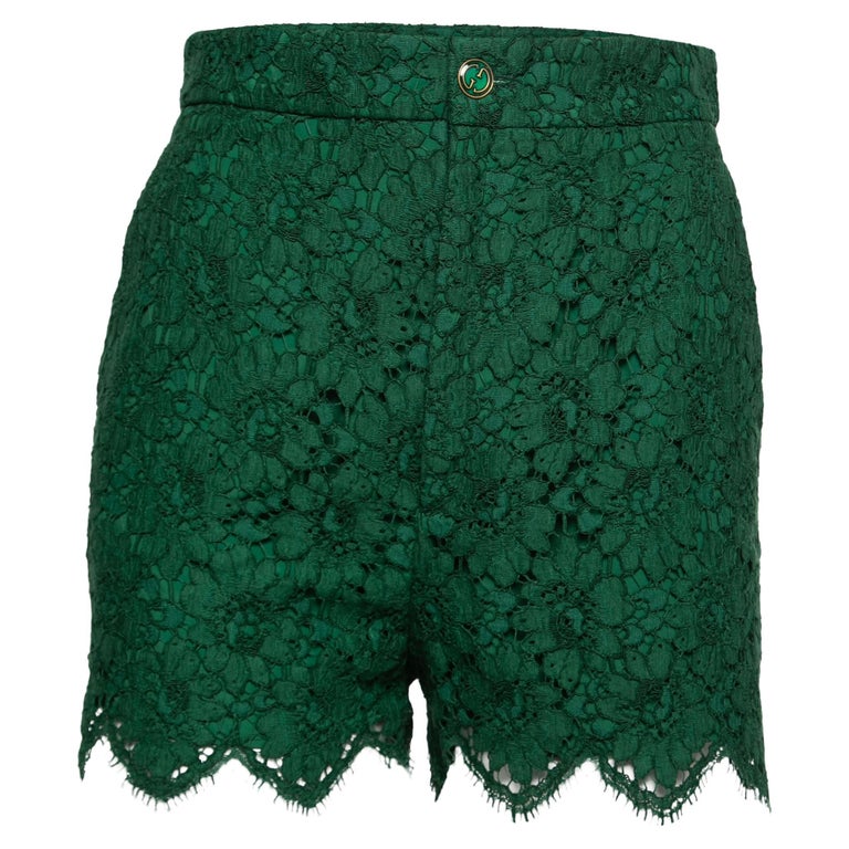 Blue Shorts with Green Lace Trim