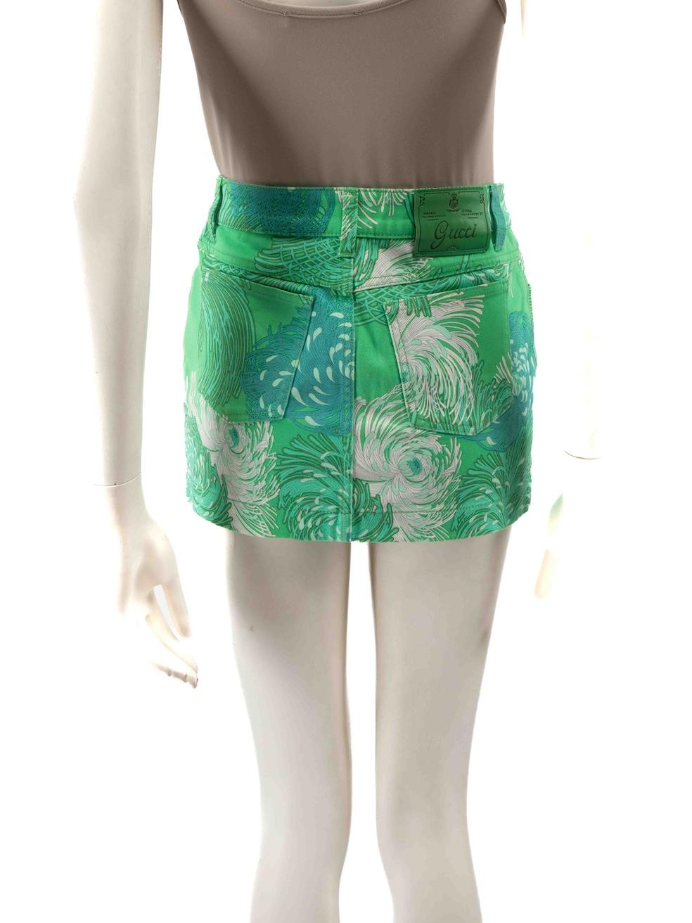 Gucci Green Floral Printed Mini Skirt Size XXS In Good Condition In London, GB