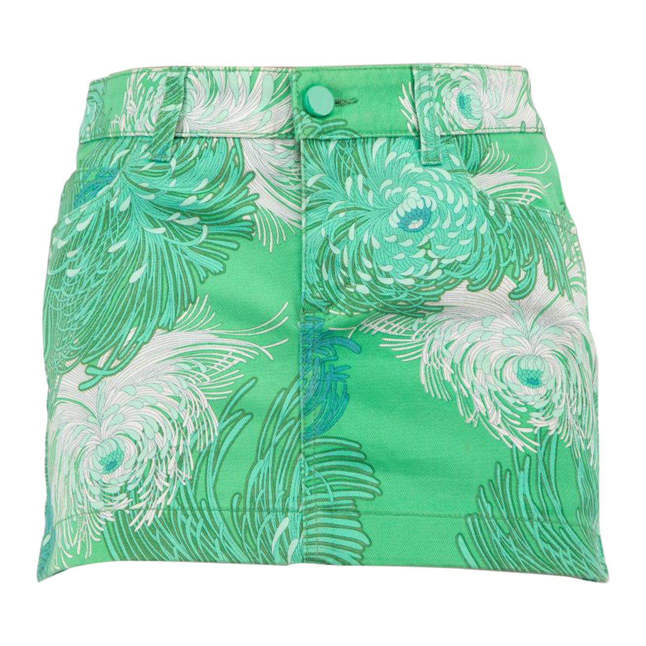 Gucci Green Floral Printed Mini Skirt Size XXS