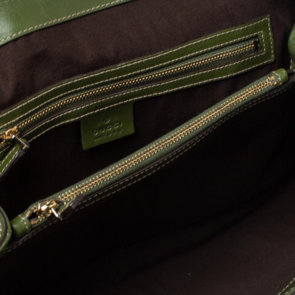 Gucci Green Floral Velvet and Leather Interlocking G Flap Shoulder Bag 2