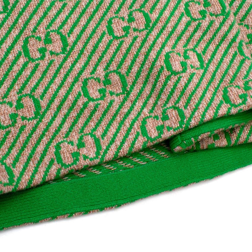 Women's Gucci Green GG Diagonal Striped Wool Knit Skirt - Size XS