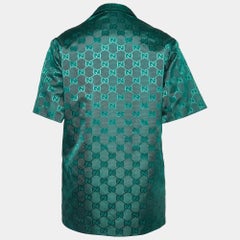 Gucci Green GG Jacquard Nylon Bowling Shirt S