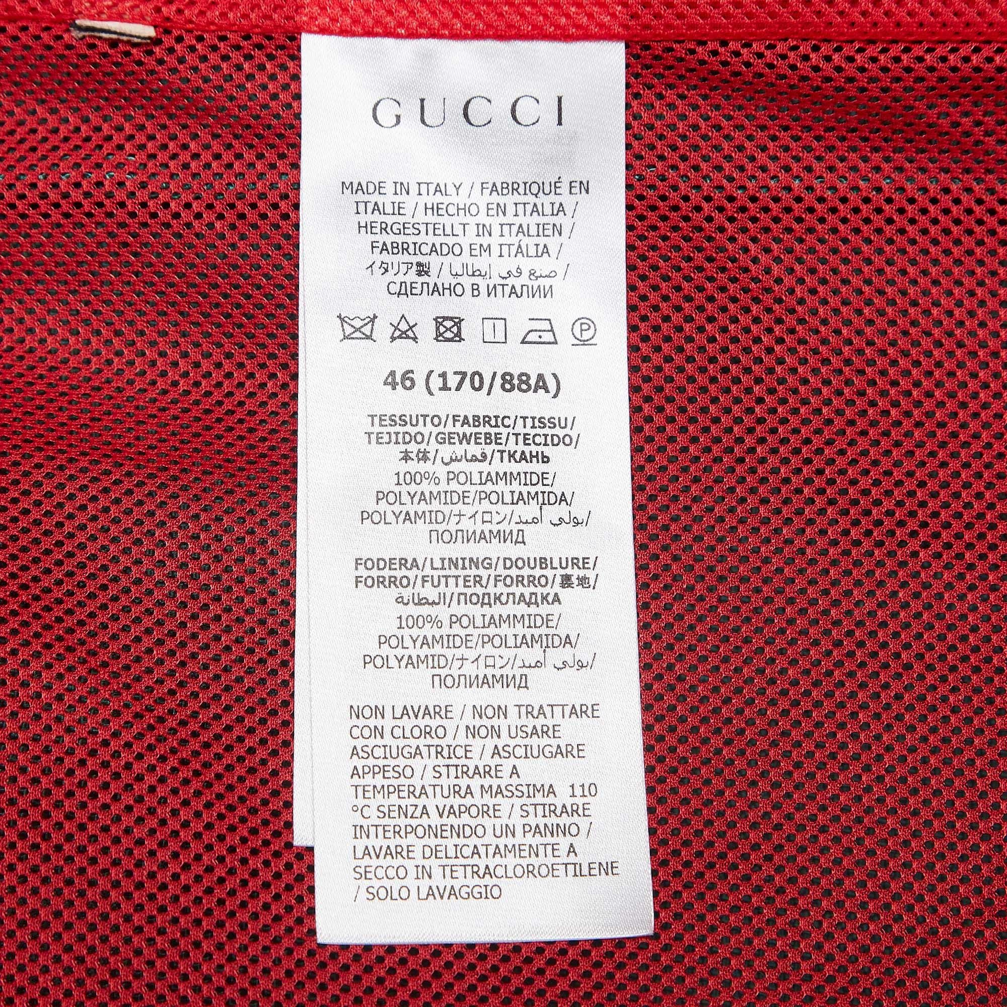 Gucci Green GG Jacquard Nylon Bowling Shirt S In Excellent Condition For Sale In Dubai, Al Qouz 2