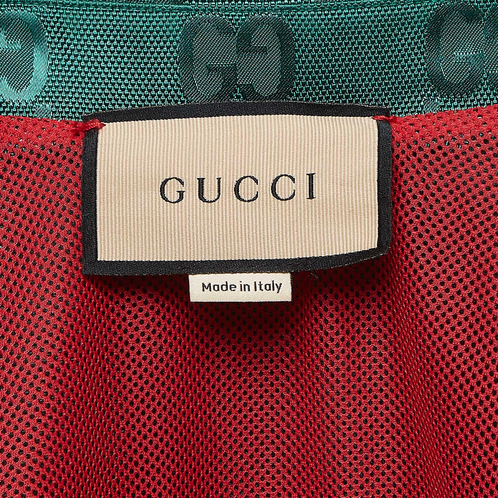 Gucci Green GG Jacquard Nylon Bowling Shirt S 1