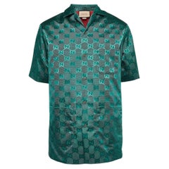 Gucci Green GG Jacquard Nylon Bowling Shirt S