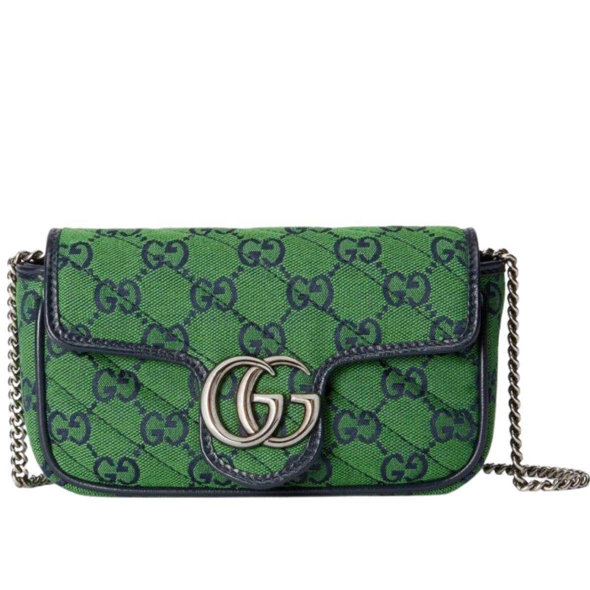 Women's Gucci Green GG Marmont Pink Super Mini Bag For Sale