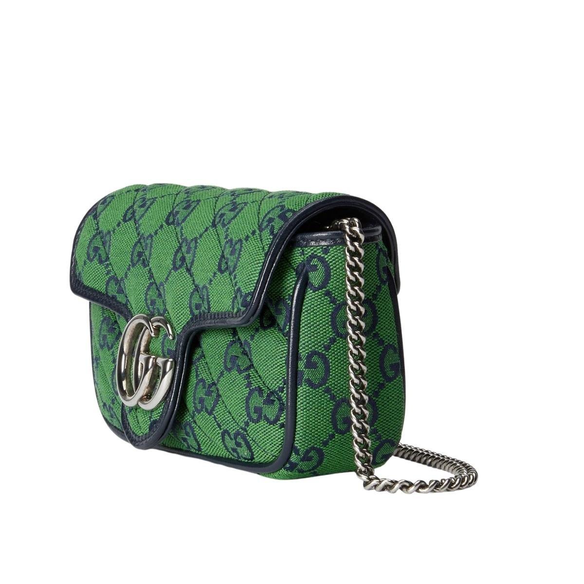 Gucci Green GG Marmont Pink Super Mini Bag For Sale 1