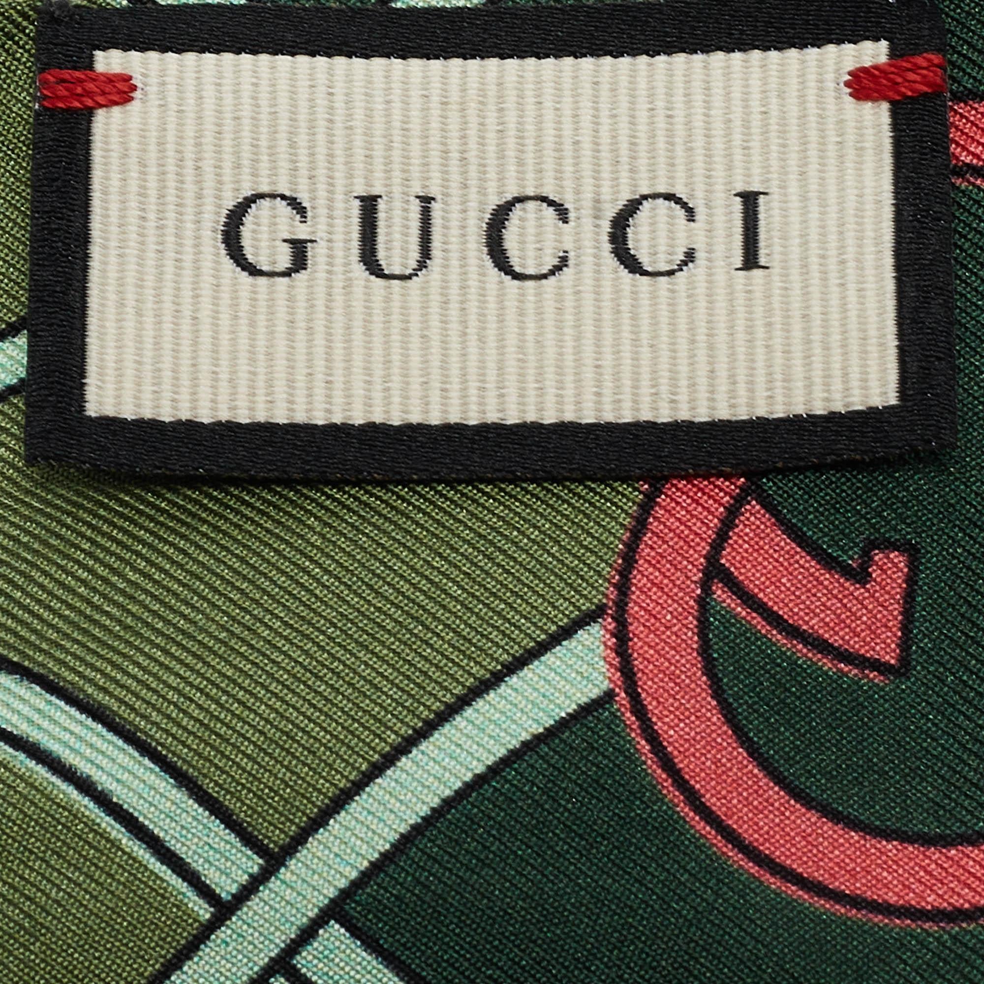 Black Gucci Green GG Print Silk Twill Bandeau Scarf