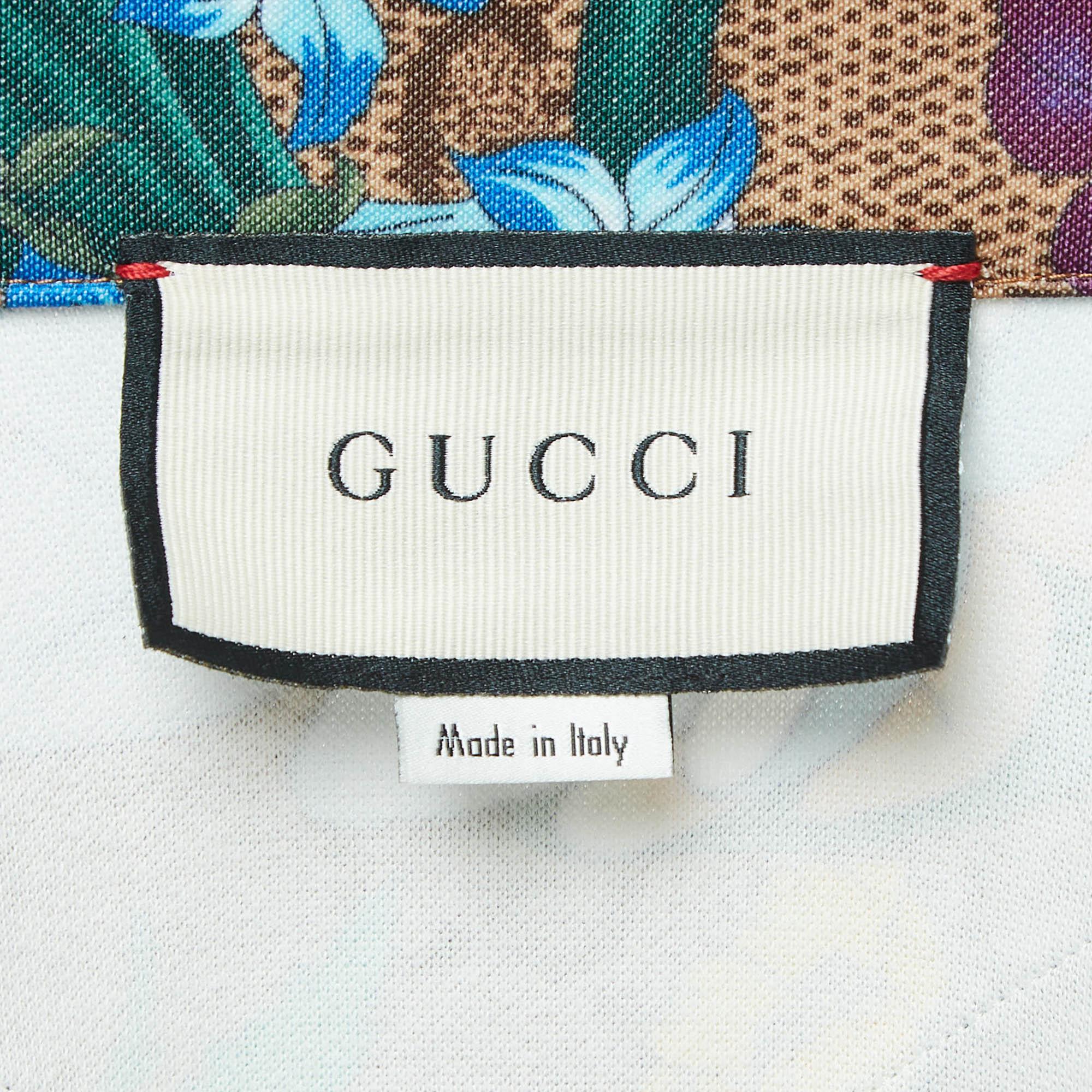 Veste de survêtement Gucci verte GG Supreme imprimé floral avec fermeture éclair XS en vente 2