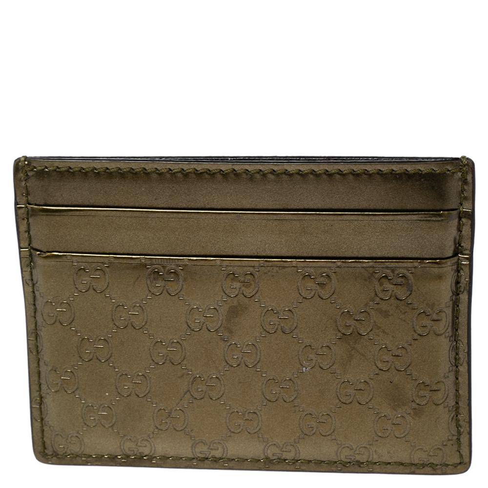 Gucci Green Glossy Microguccissima Leather Card Holder 2