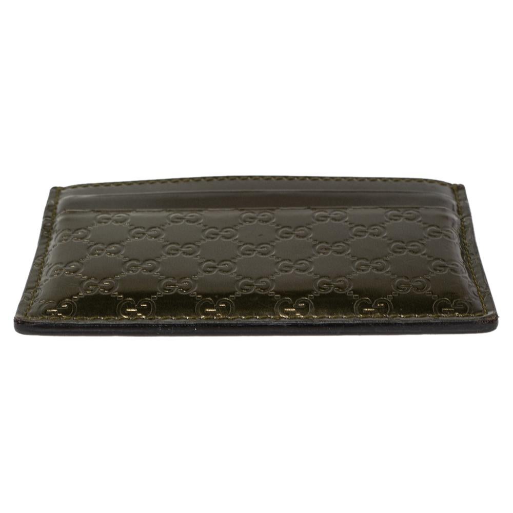 Gucci Green Glossy Microguccissima Leather Card Holder 3
