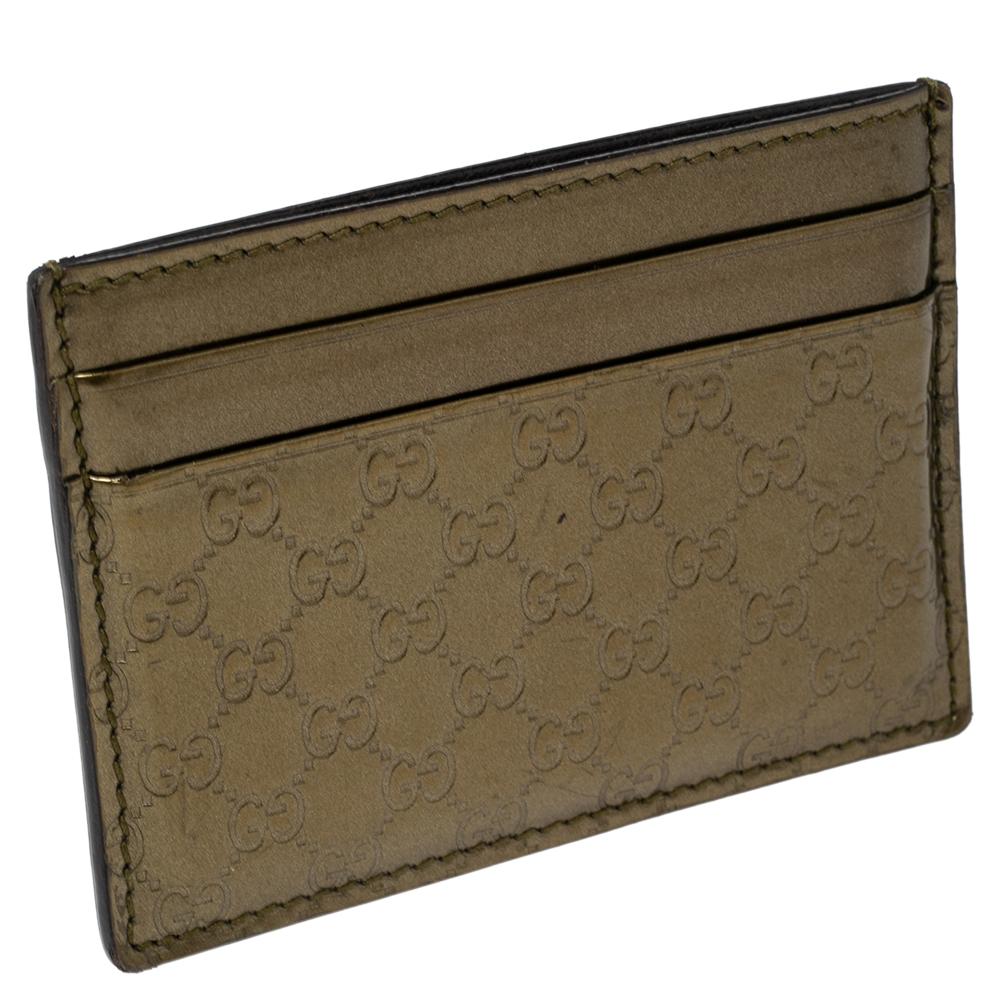 Women's Gucci Green Glossy Microguccissima Leather Card Holder
