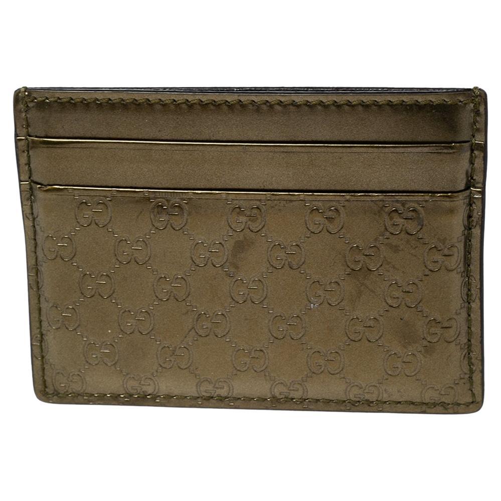 Gucci Green Glossy Microguccissima Leather Card Holder