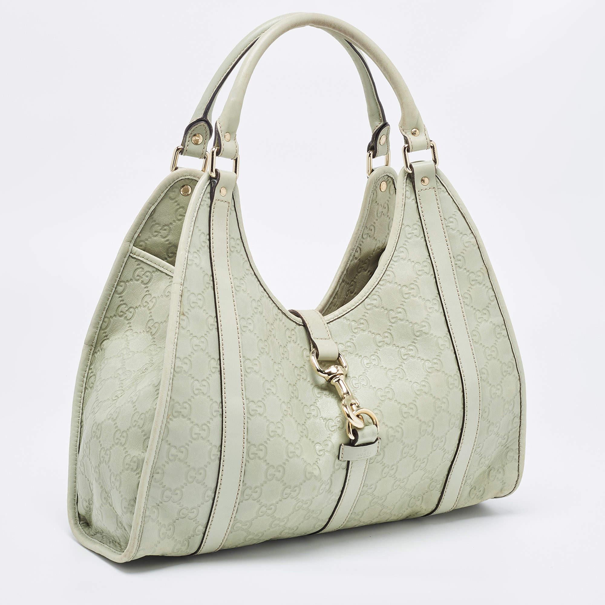 Beige Gucci Green Guccissima Leather Bardot Joy Bag