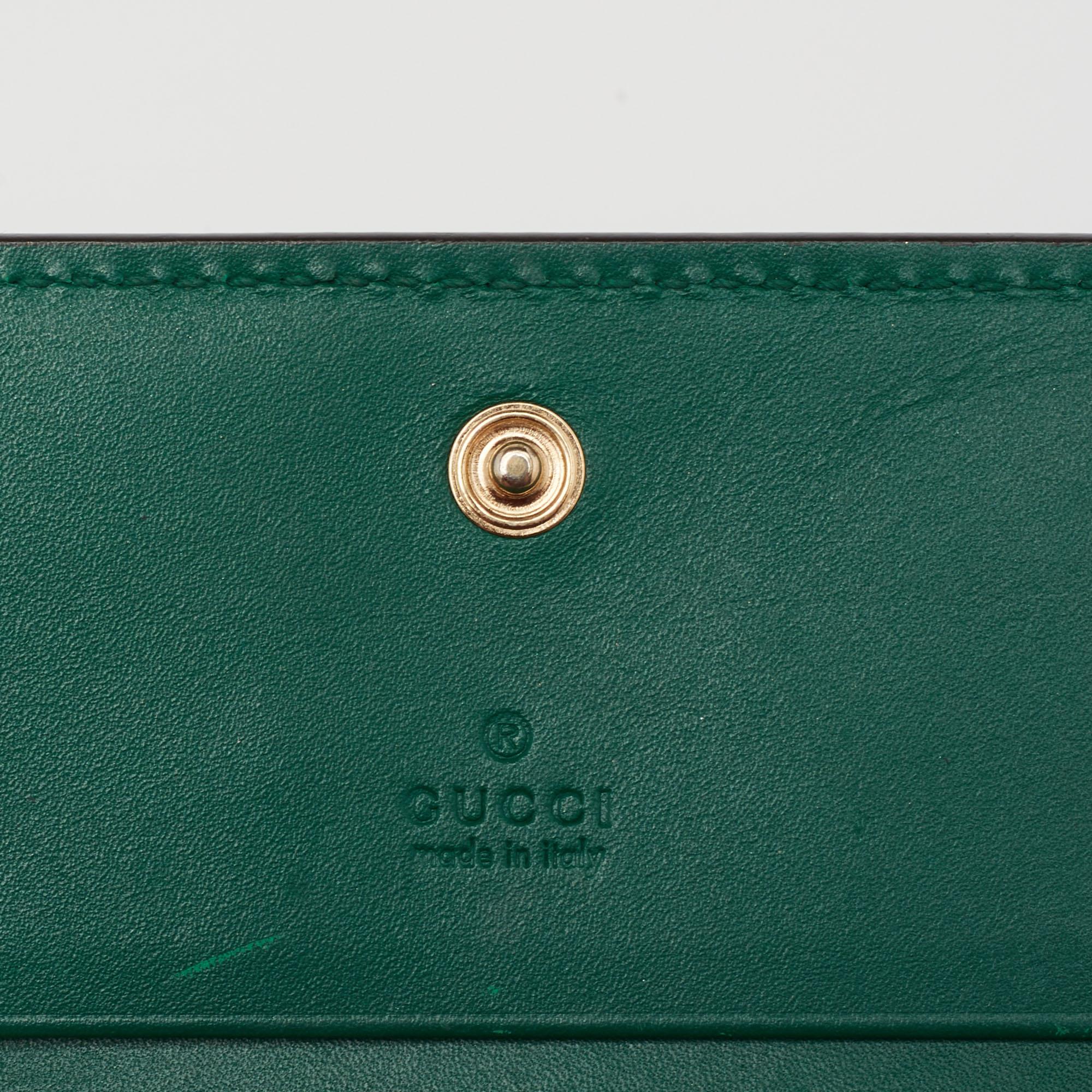 Gucci Green Guccissima Leather Flap Card Case 4