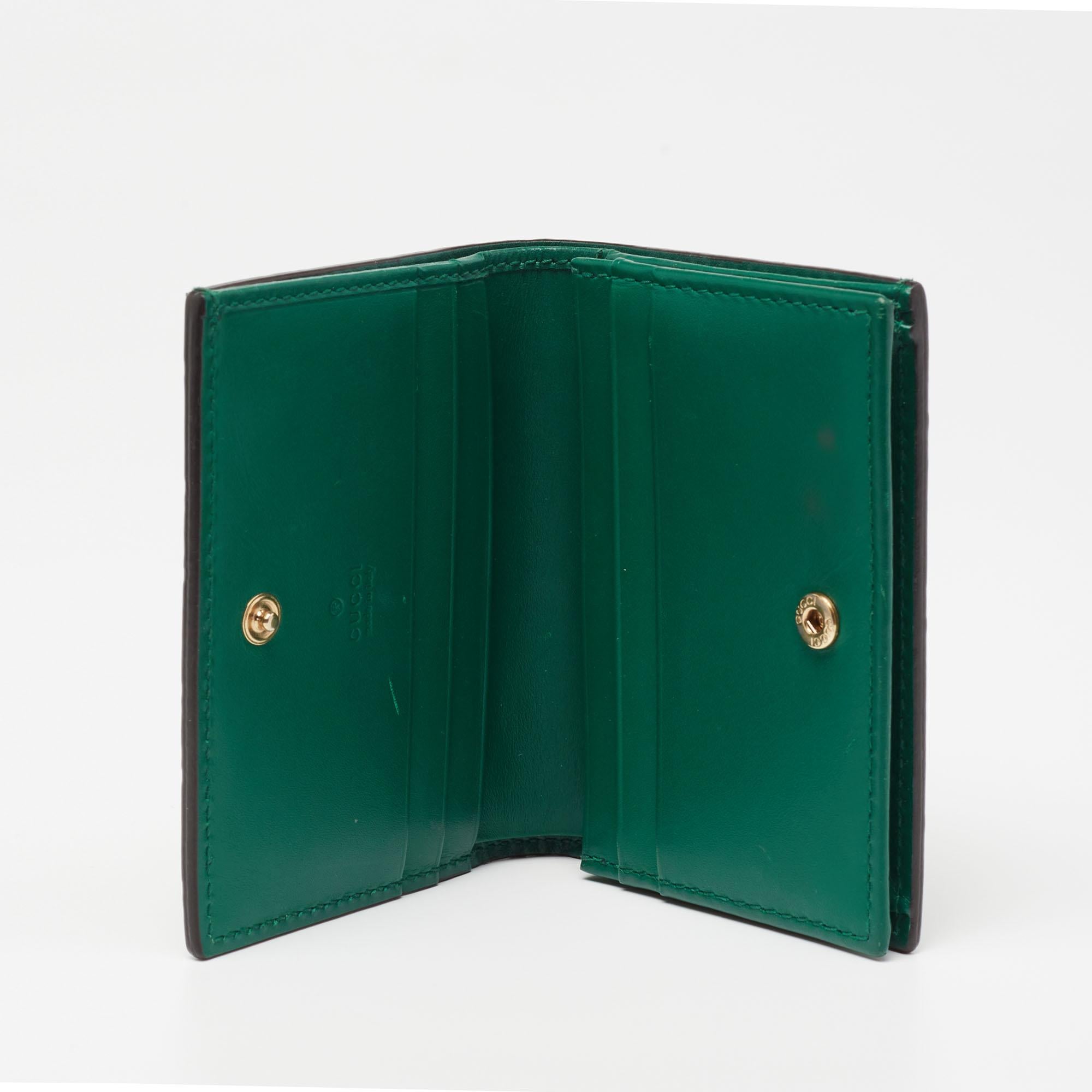 Gucci Green Guccissima Leather Flap Card Case 2