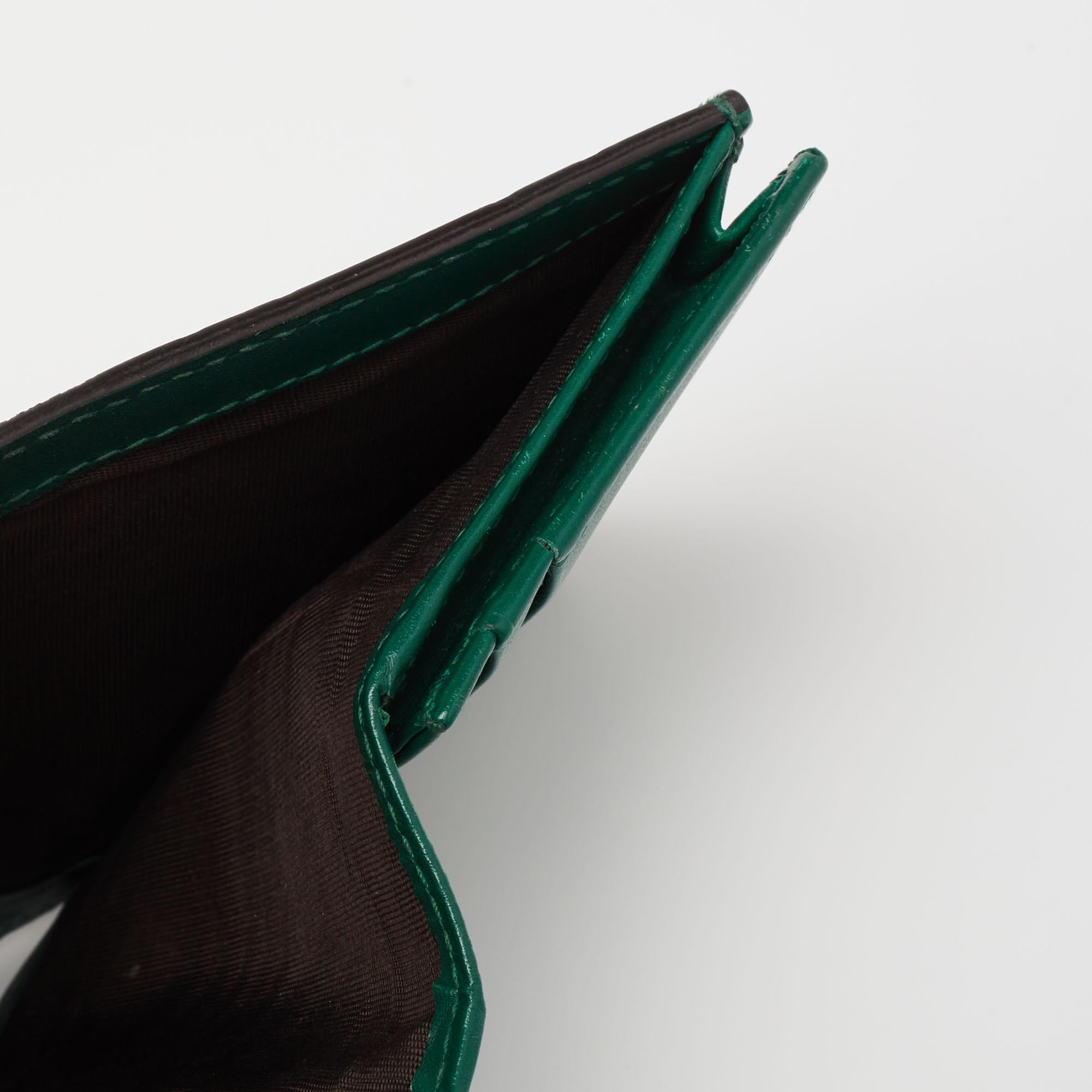 Gucci Green Guccissima Leather Flap Card Case 3