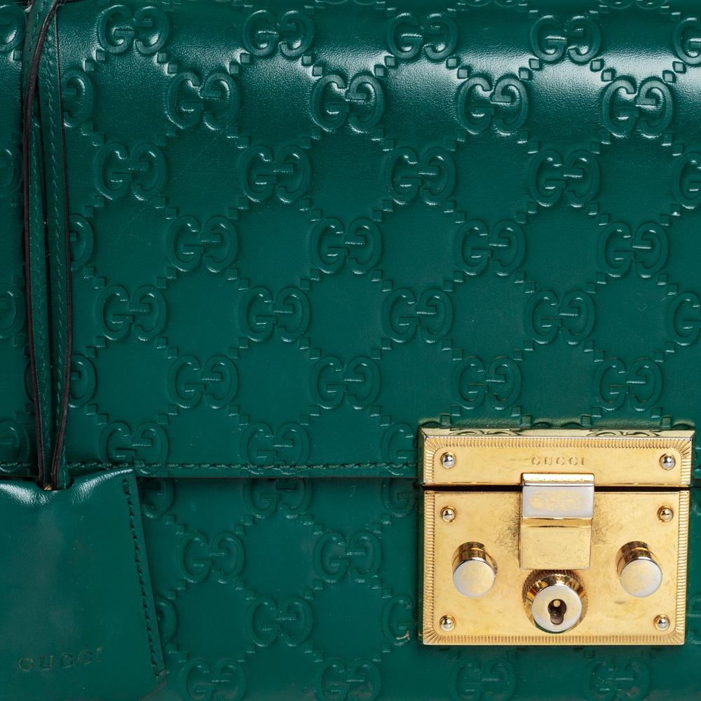 Gucci Green Guccissima Leather Medium Padlock Shoulder Bag 6