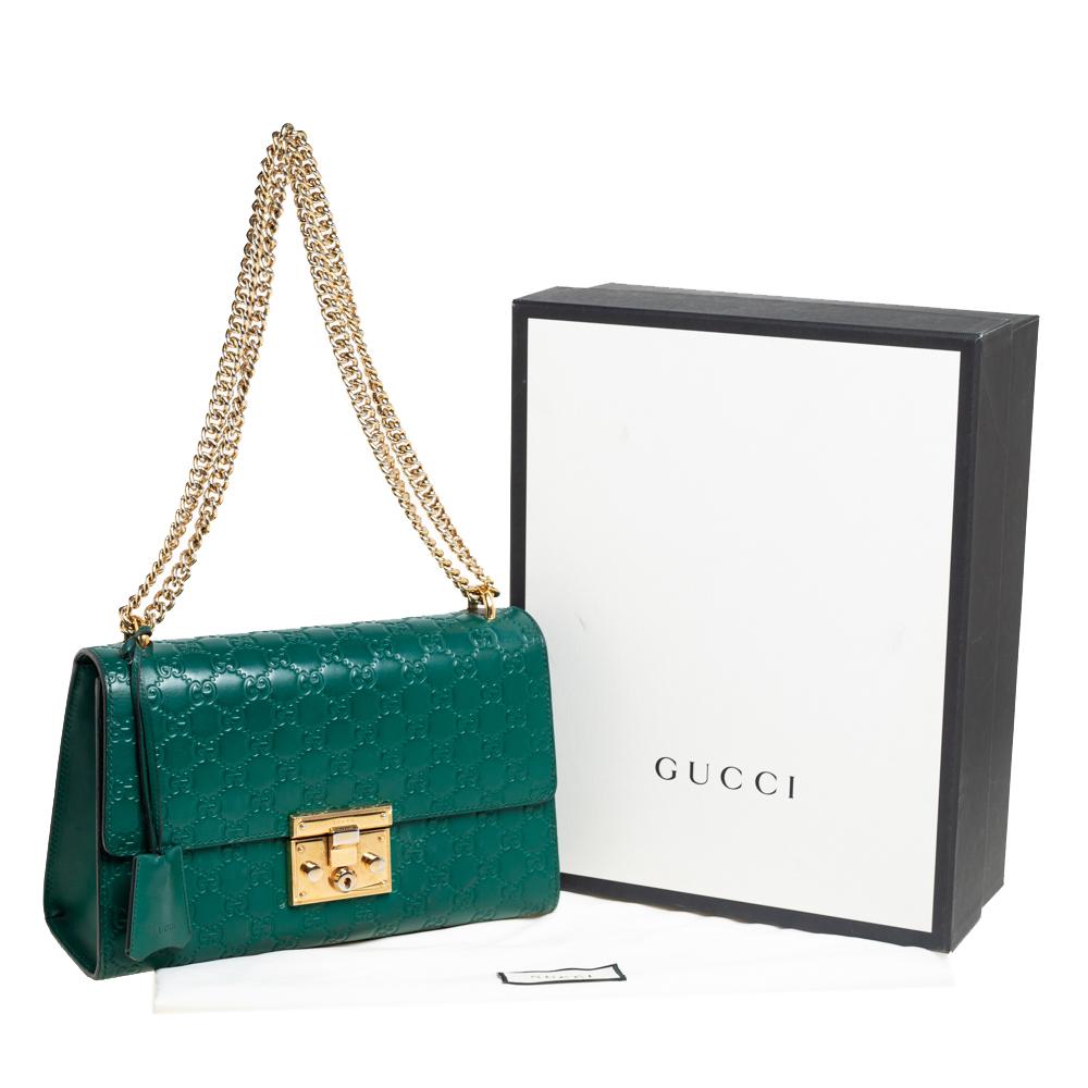 Gucci Green Guccissima Leather Medium Padlock Shoulder Bag 8