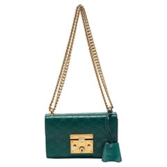 Gucci - Petit sac à bandoulière Padlock en cuir vert Guccissima