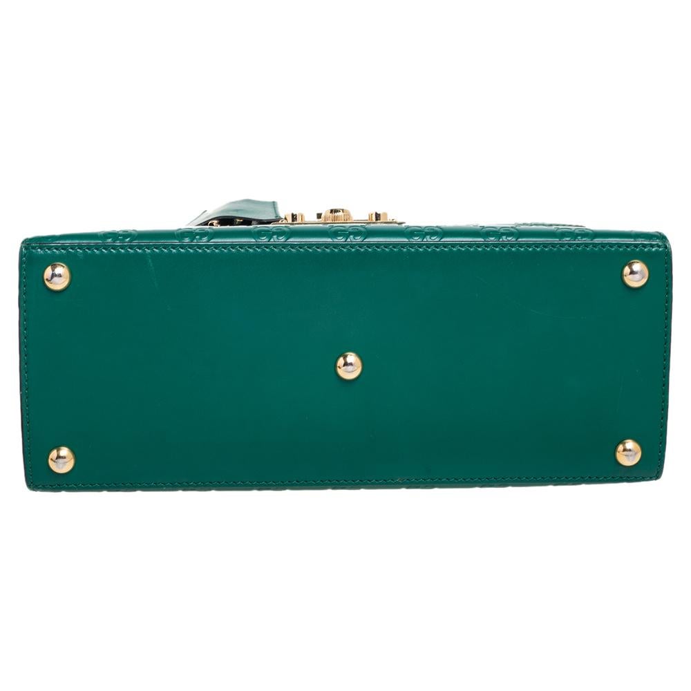 Gucci Green Guccissima Leather Small Padlock Top Handle Bag In Good Condition In Dubai, Al Qouz 2