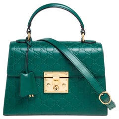 Gucci Green Guccissima Leather Small Padlock Top Handle Bag