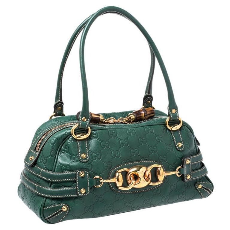 Gucci Green Guccissima Leather Wave Boston Bag For Sale at 1stdibs