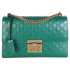 Gucci Green Guccissima Medium Padlock Shoulder Bag