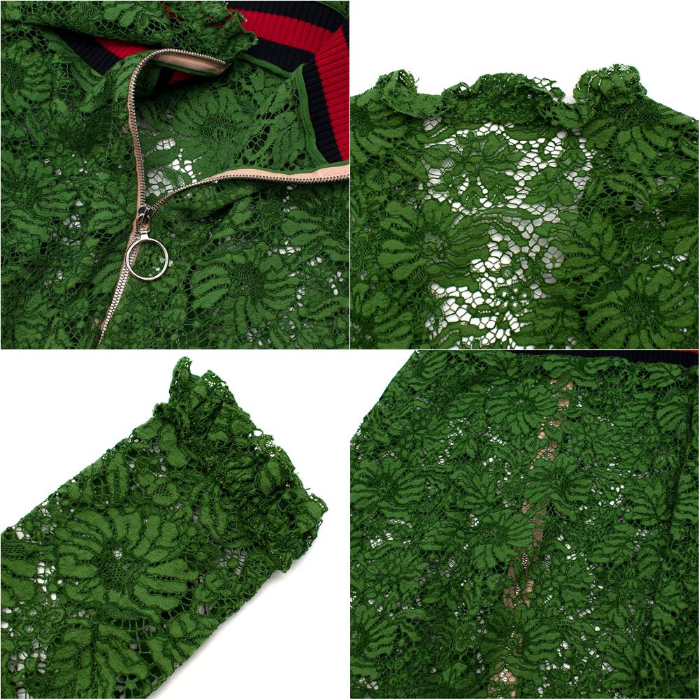 Vestido midi de encaje verde con cremallera Gucci 38 1