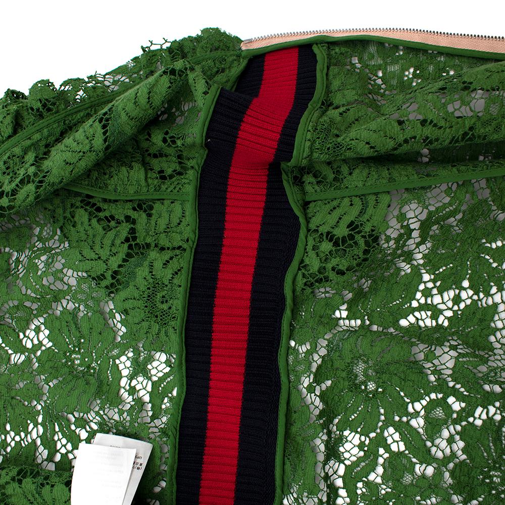 Vestido midi de encaje verde con cremallera Gucci 38 2