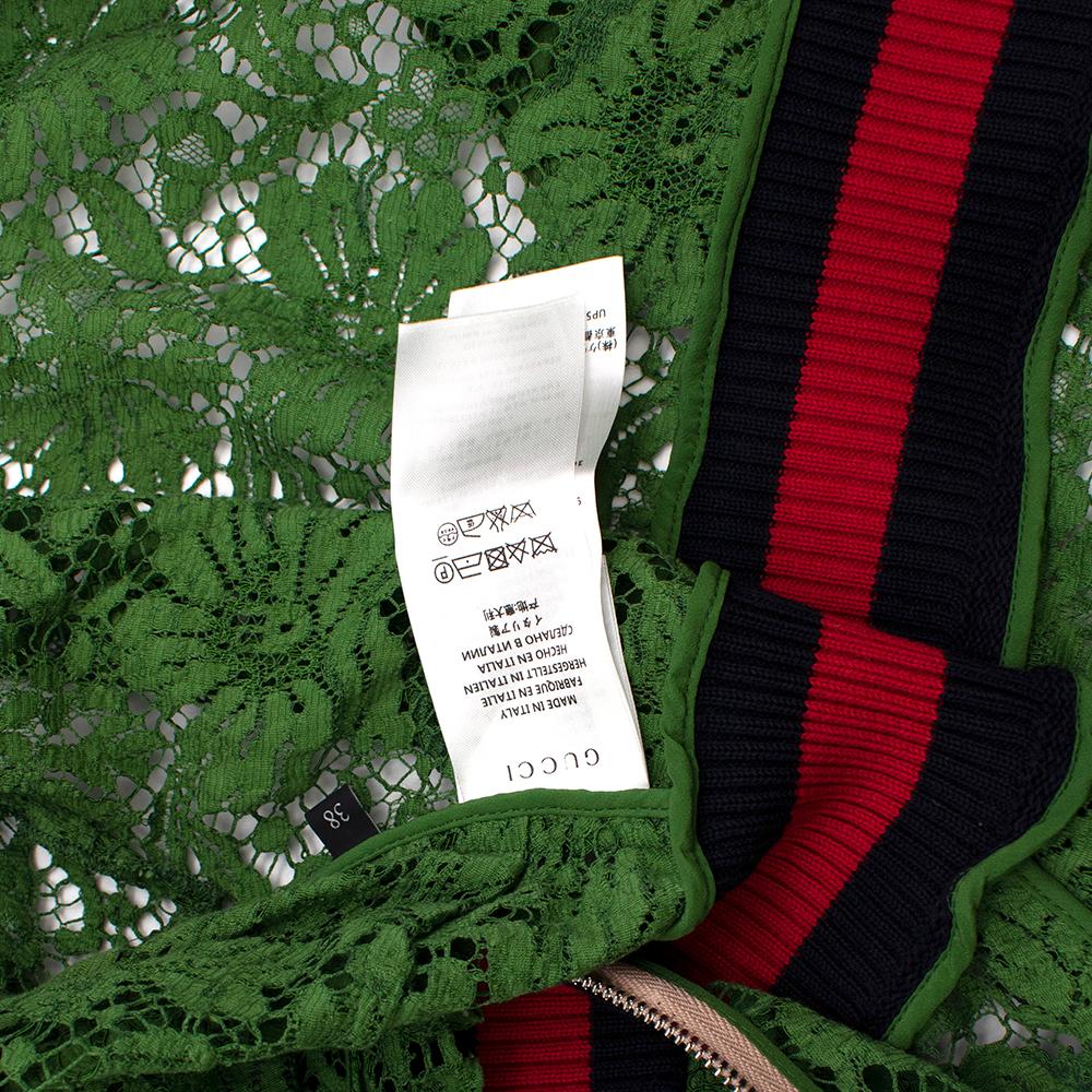 Gucci Green Lace Zip-Front Midi Dress 38 1