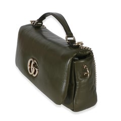 Gucci Green Lambskin GG Milano Small Top Handle Shoulder Bag