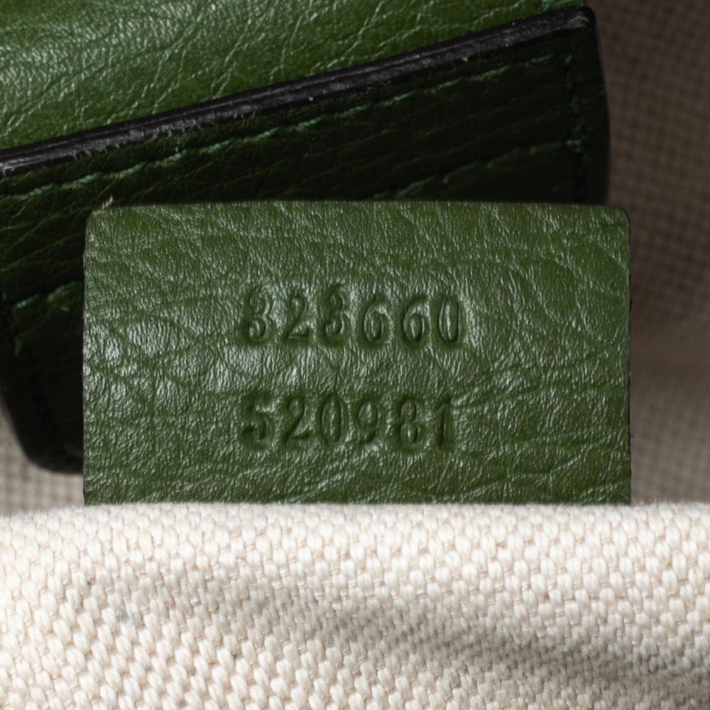 Gucci Green Leather Bamboo Shopper Tote Bag 6