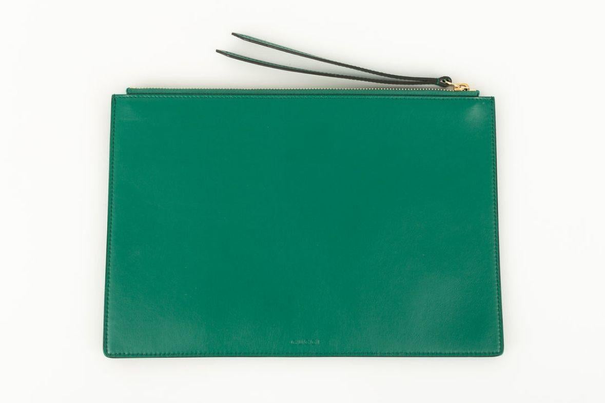Gucci Green Leather Clutch Bag In Excellent Condition For Sale In SAINT-OUEN-SUR-SEINE, FR