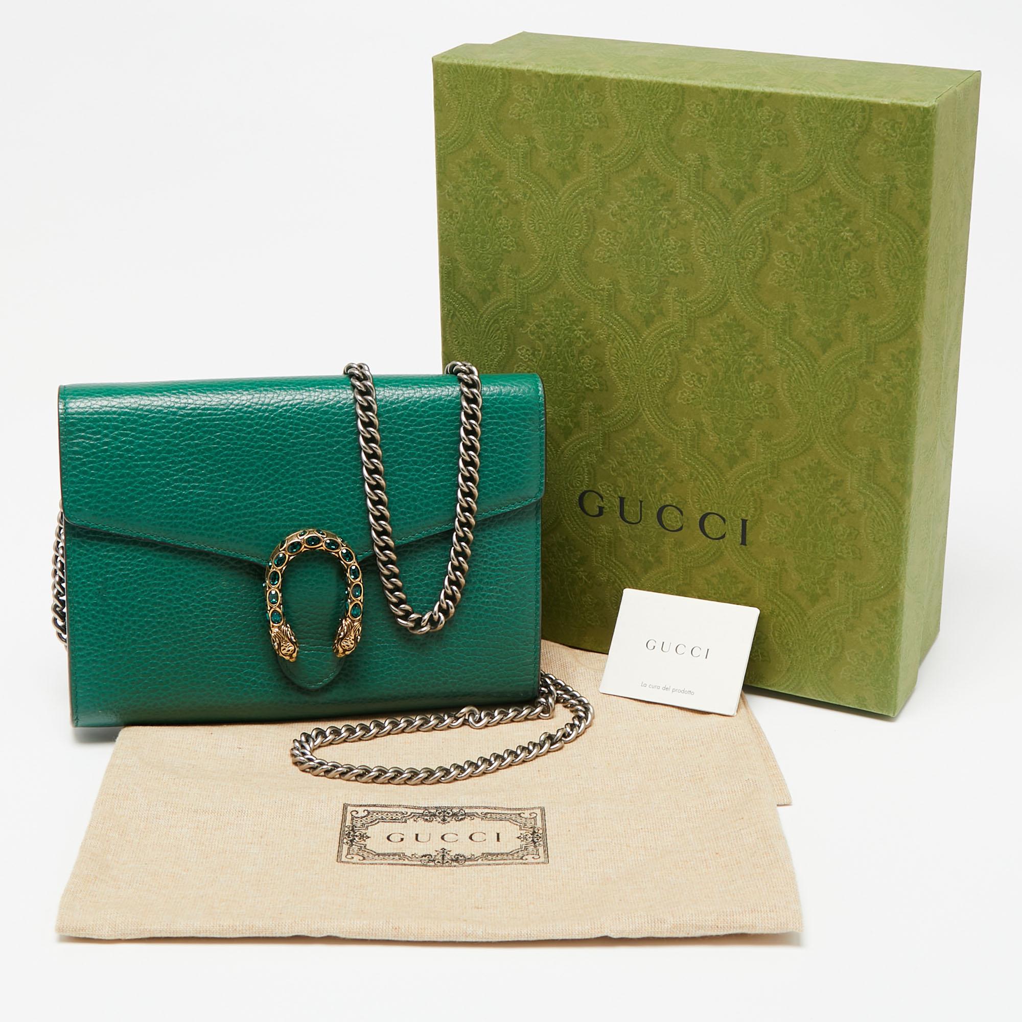 Gucci Green Leather Dionysus Wallet On Chain 5