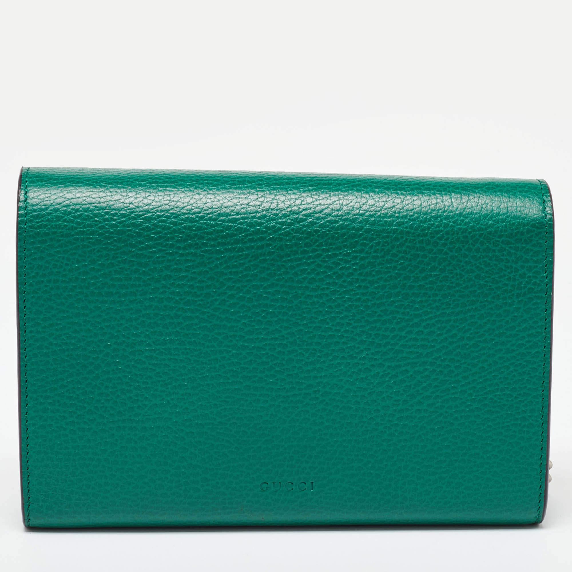 Women's Gucci Green Leather Dionysus Wallet on Chain