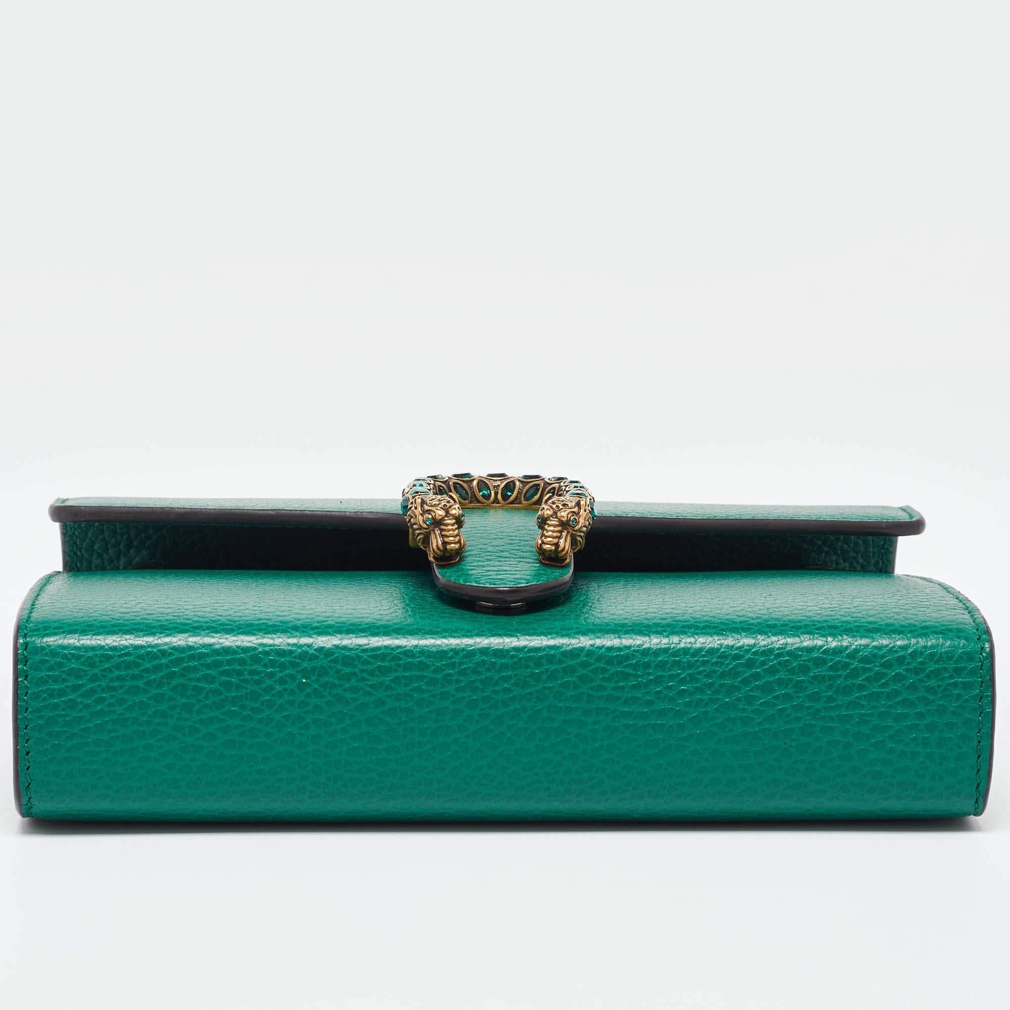 Gucci Green Leather Dionysus Wallet on Chain 2