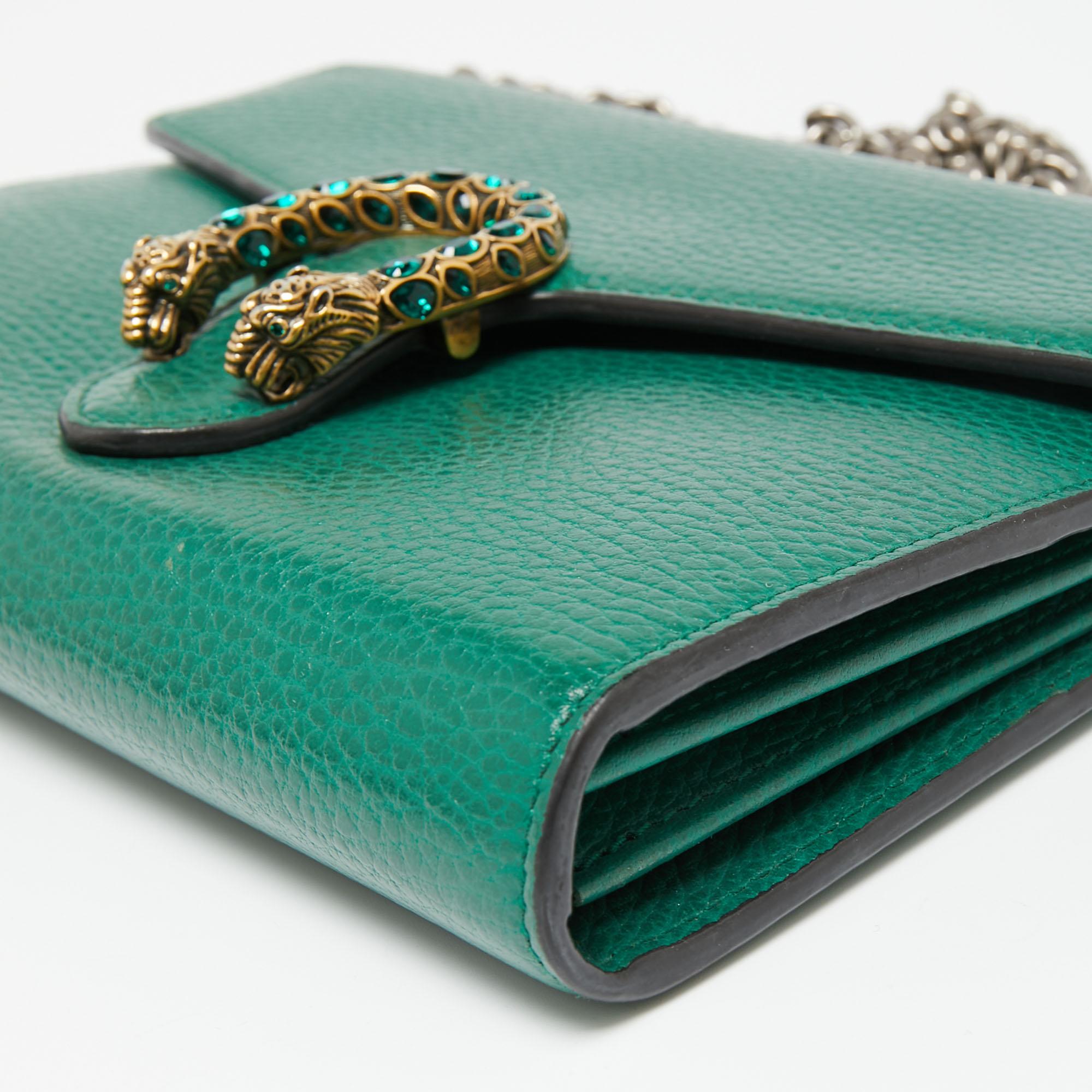 Gucci Green Leather Dionysus Wallet On Chain 1