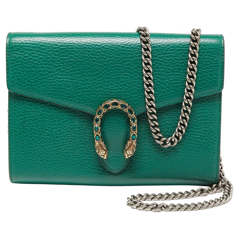 Gucci Green Leather Dionysus Wallet On Chain at 1stDibs