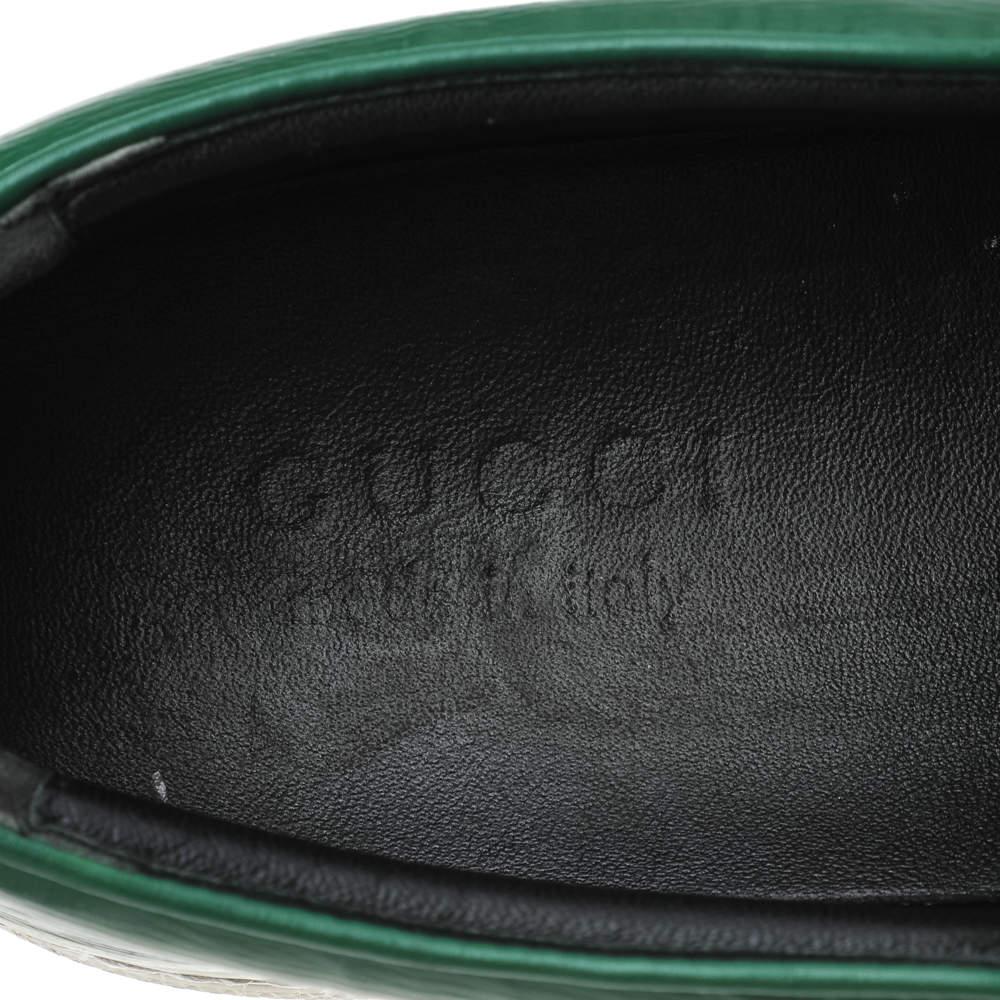 Gucci Green Leather Dublin Snake Print Slip On Sneakers Size 42 1