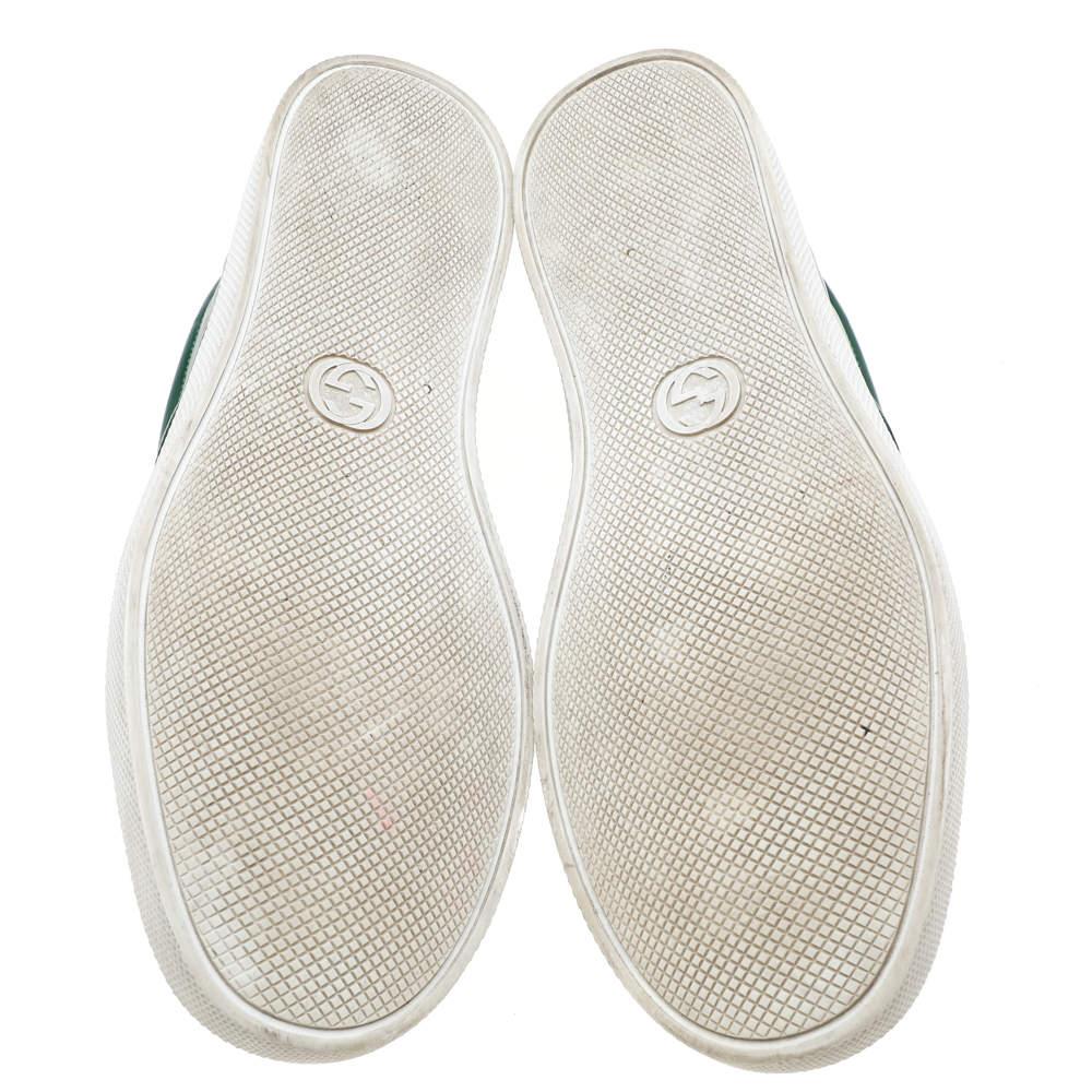 Gucci Green Leather Dublin Snake Print Slip On Sneakers Size 42 2