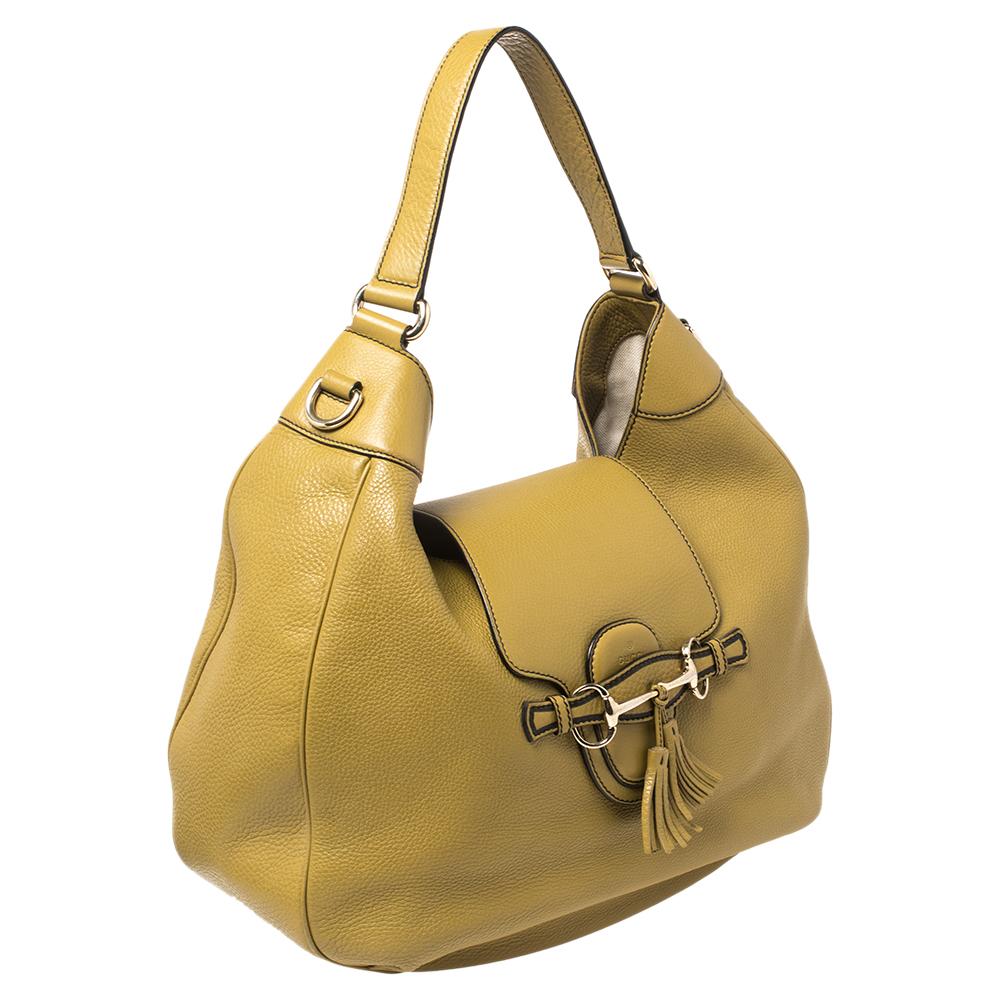 Gucci Green Leather Emily Hobo In Good Condition In Dubai, Al Qouz 2